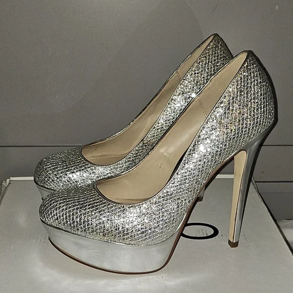 Aldo Fran Silver Platform Heels Size 8 - Picture 4 of 16